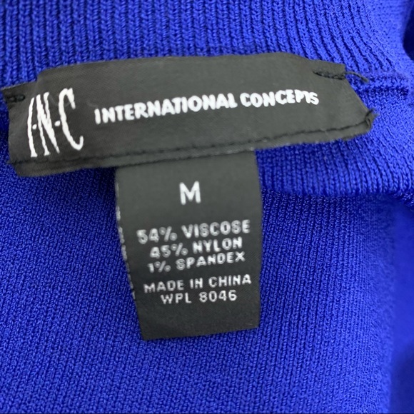 INC Macy’s Solid Cobalt Blue Stretchy Dressy Sweater  Tiered Ruffle Sleeve - Picture 12 of 16